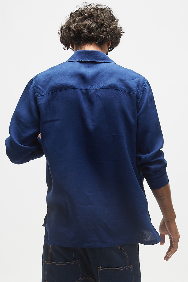 Blue Linen T-Shirt by TERRA LUNA at Pernia's Pop Up Shop