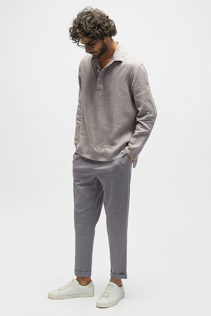 Charcoal Grey Linen T-Shirt by TERRA LUNA at Pernia's Pop Up Shop