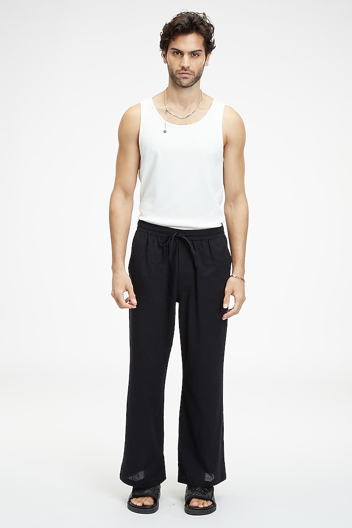 Black Organic Khadi Cotton Pants by TERRA LUNA