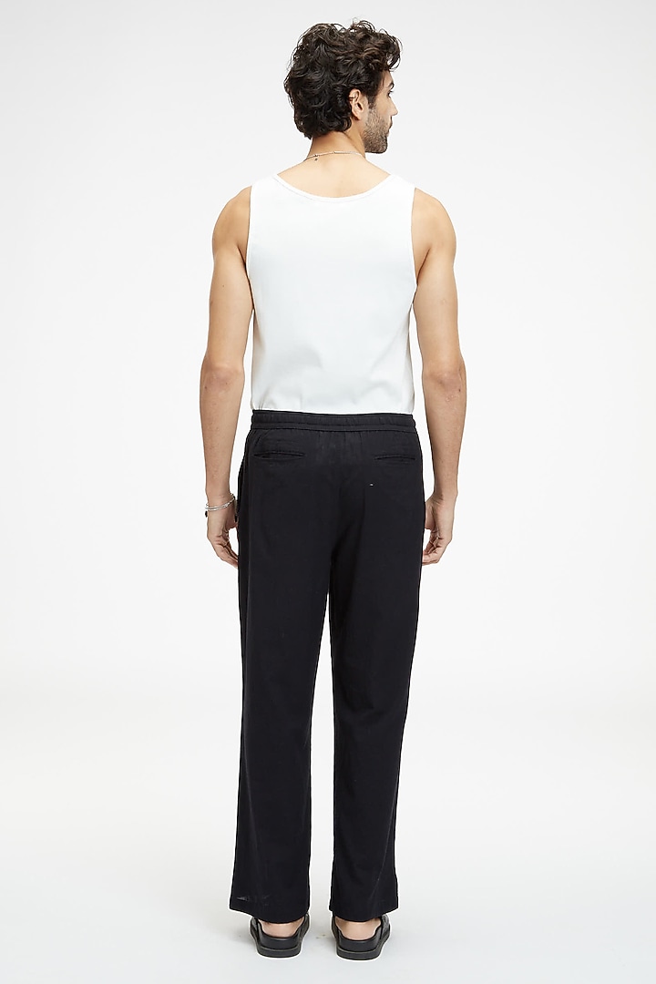 Black Organic Khadi Cotton Pants by TERRA LUNA at Pernia's Pop Up Shop