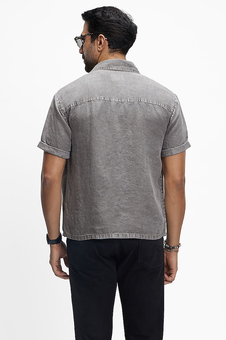 Charcoal Grey Linen Summer Shirt by TERRA LUNA at Pernia's Pop Up Shop