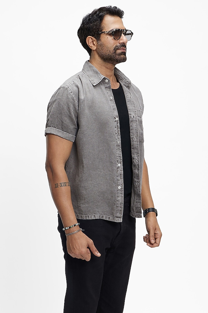 Charcoal Grey Linen Summer Shirt by TERRA LUNA at Pernia's Pop Up Shop