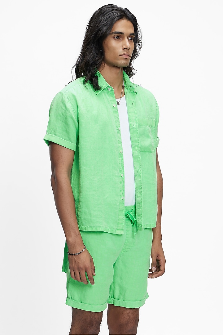 Green Linen Summer Shirt by TERRA LUNA at Pernia's Pop Up Shop