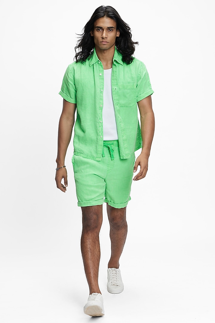 Green Linen Summer Shirt by TERRA LUNA at Pernia's Pop Up Shop