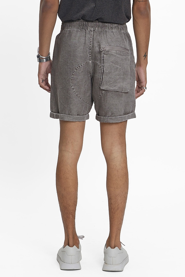 Charcoal Grey Linen Shorts by TERRA LUNA at Pernia's Pop Up Shop