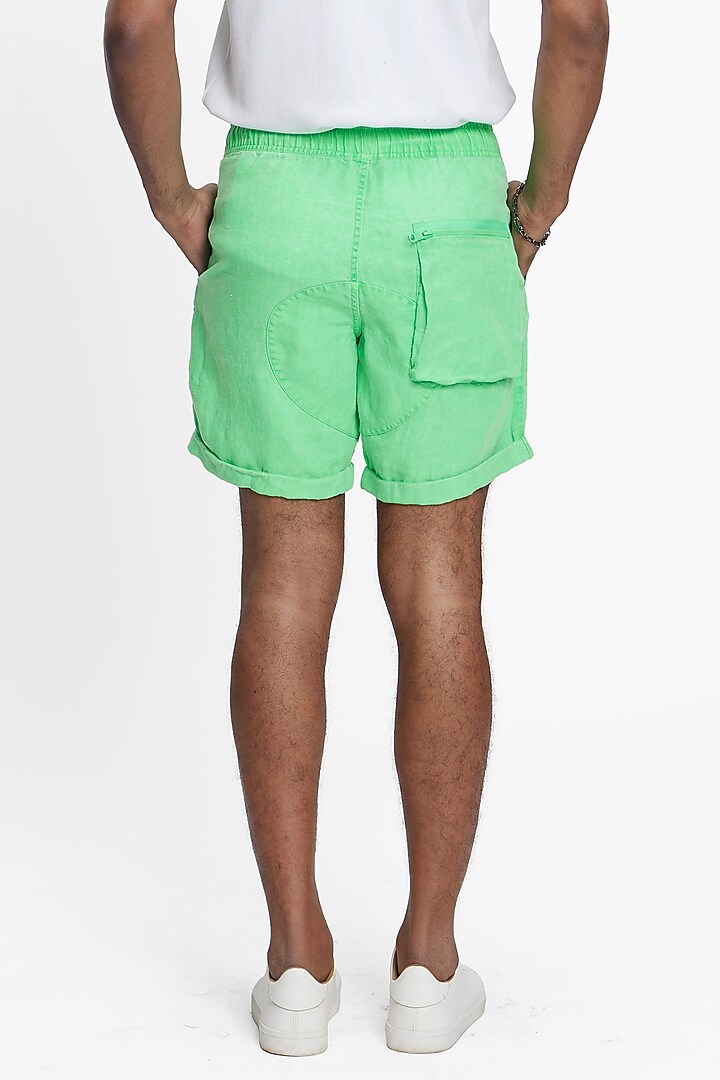 Green Linen Shorts by TERRA LUNA at Pernia's Pop Up Shop