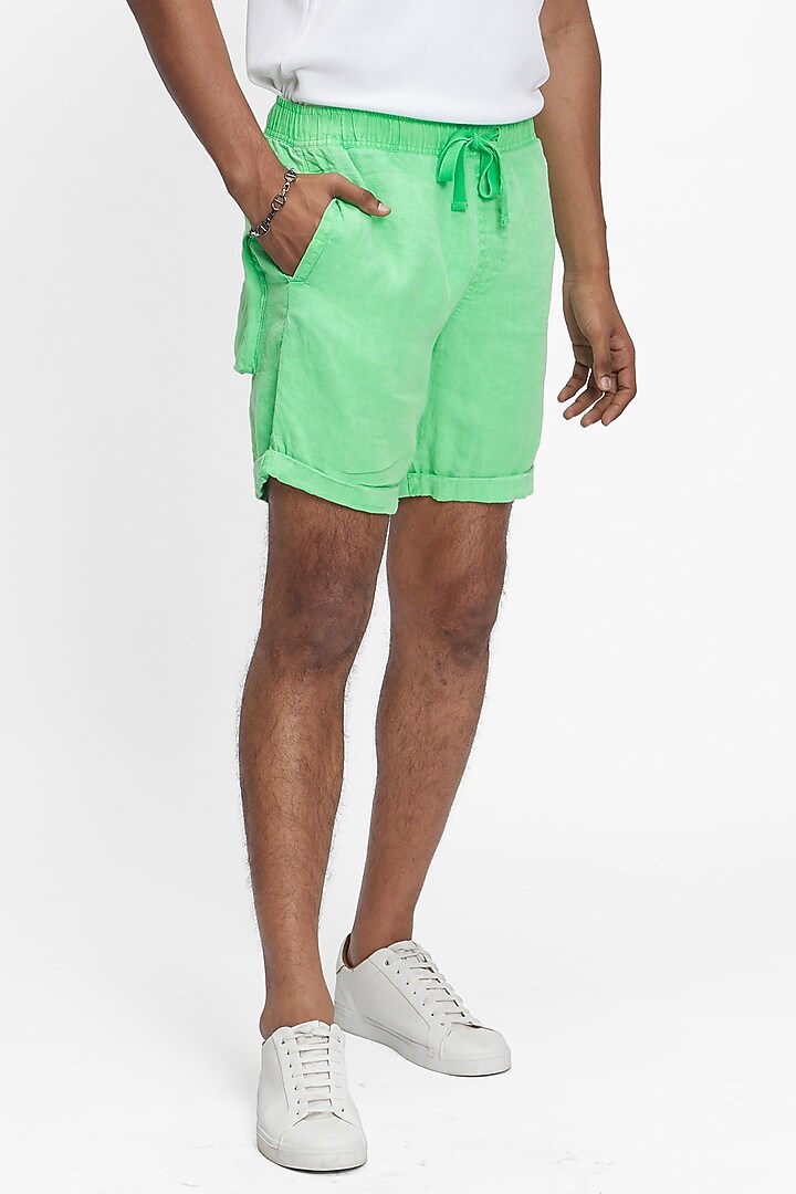 Green Linen Shorts by TERRA LUNA at Pernia's Pop Up Shop