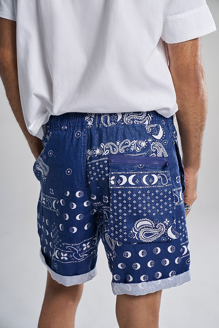 Blue Linen Shorts by TERRA LUNA at Pernia's Pop Up Shop