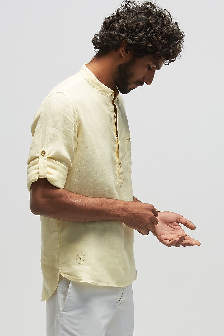 Lemon Yellow Linen Summer Shirt by TERRA LUNA at Pernia's Pop Up Shop