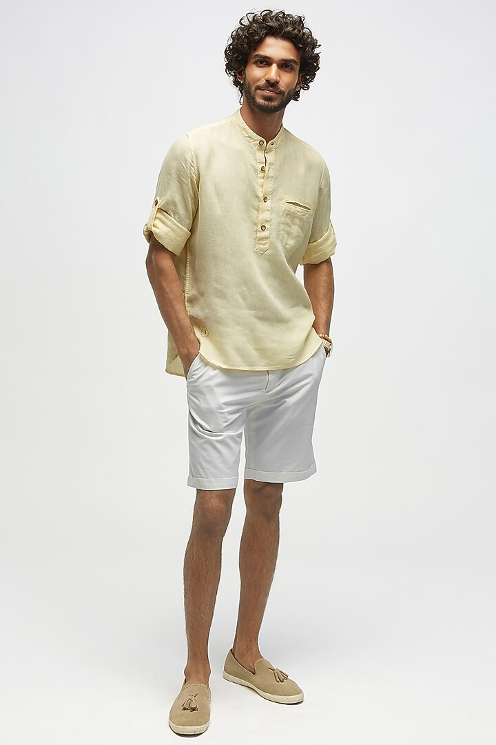 Lemon Yellow Linen Summer Shirt by TERRA LUNA at Pernia's Pop Up Shop