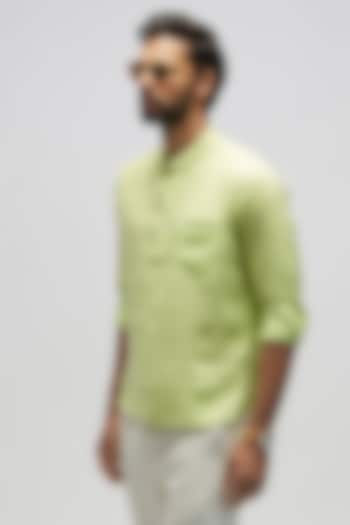 Lime Green Linen Shirt by TERRA LUNA