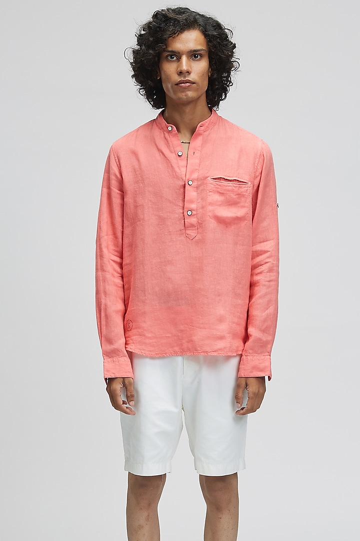 Coral Linen Shirt by TERRA LUNA at Pernia's Pop Up Shop