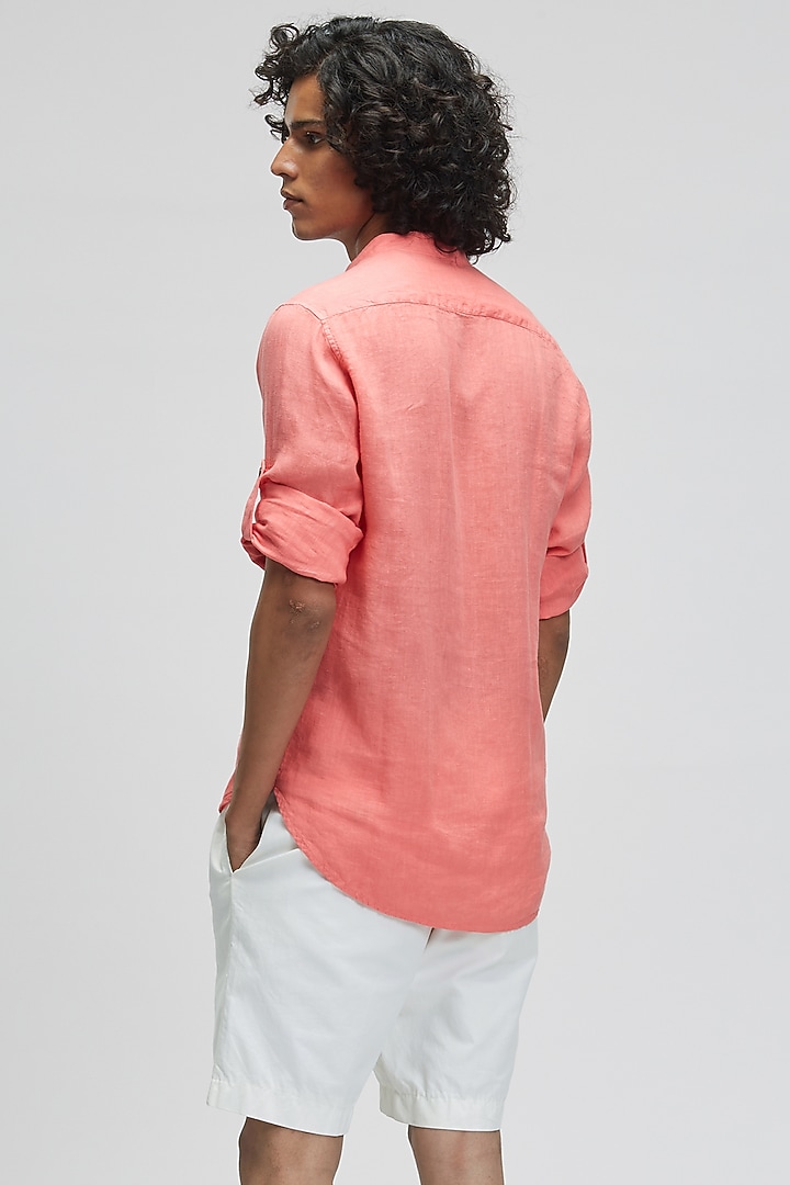 Coral Linen Summer Shirt by TERRA LUNA at Pernia's Pop Up Shop