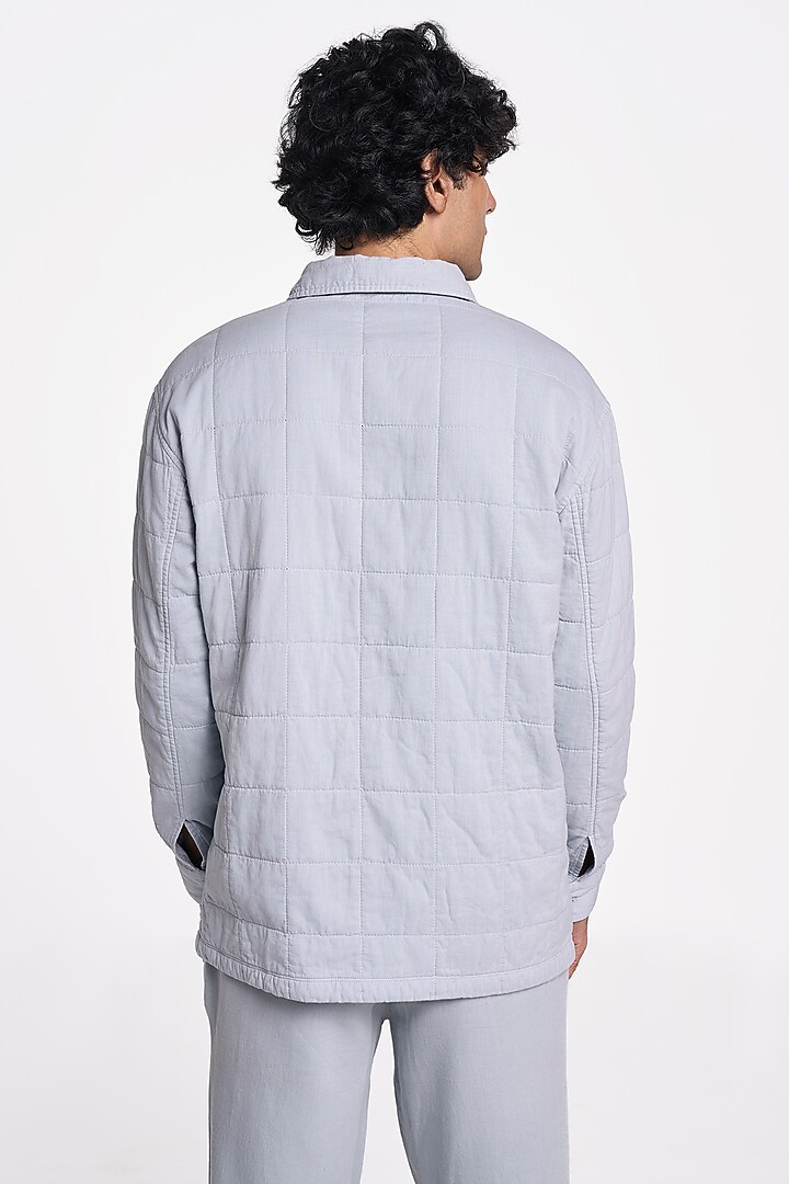 Pearl Blue Organic Khadi Cotton Party Wear Shirt by TERRA LUNA at Pernia's Pop Up Shop