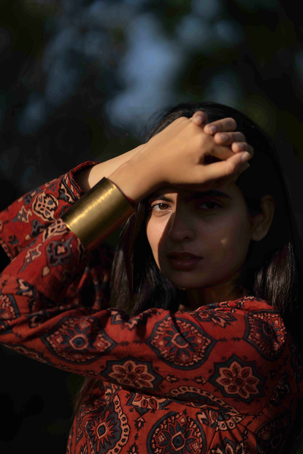 Matte Gold Finish Adjustable Kalla Cuff by TARSHARI Jewellery at Pernia's Pop Up Shop