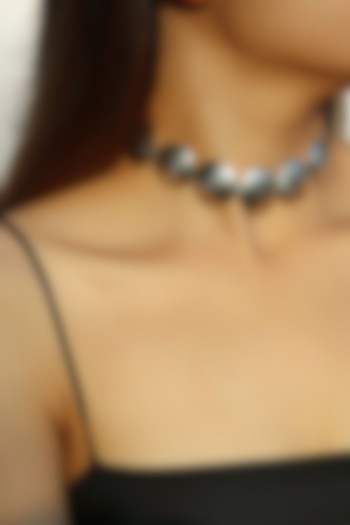 Silver Finish Brass Textured Choker Necklace by TARSHARI Jewellery at Pernia's Pop Up Shop