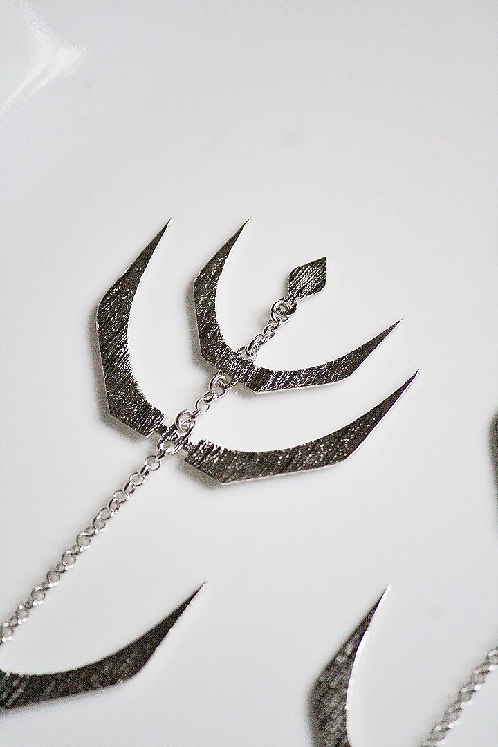 Silver Finish Handcrafted Textured Dangler Earrings by TARSHARI Jewellery at Pernia's Pop Up Shop