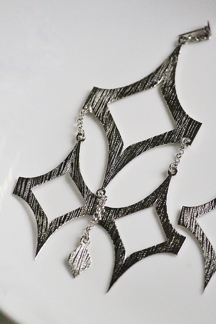 Silver Finish Handcrafted Textured Dangler Earrings by TARSHARI Jewellery at Pernia's Pop Up Shop