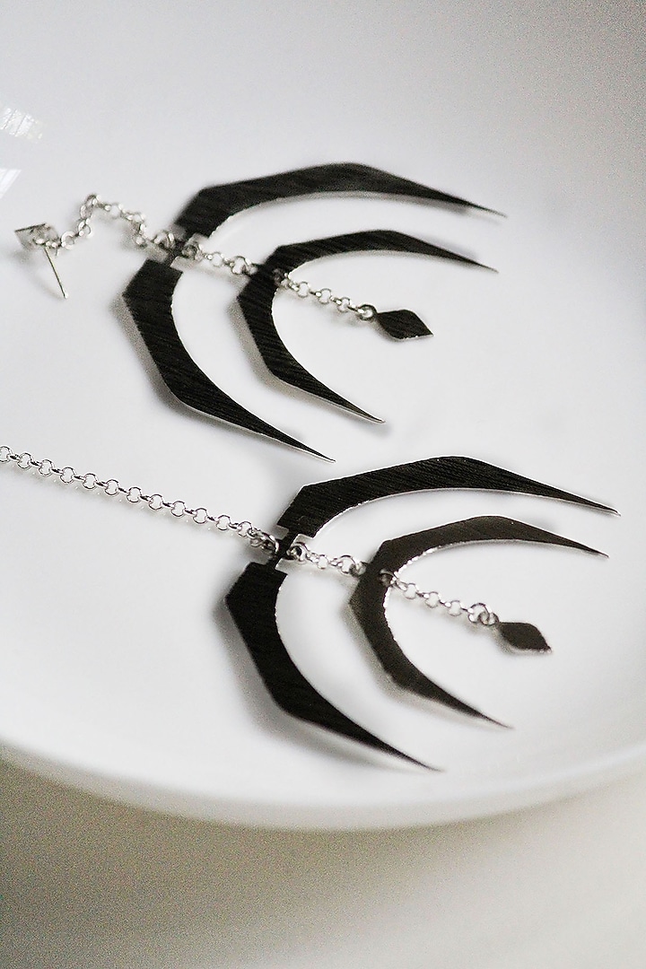 Silver Finish Handcrafted Textured Dangler Earrings by TARSHARI Jewellery at Pernia's Pop Up Shop