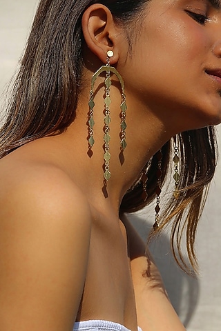 Gold Finish Handcrafted Textured Dangler Earrings by TARSHARI Jewellery