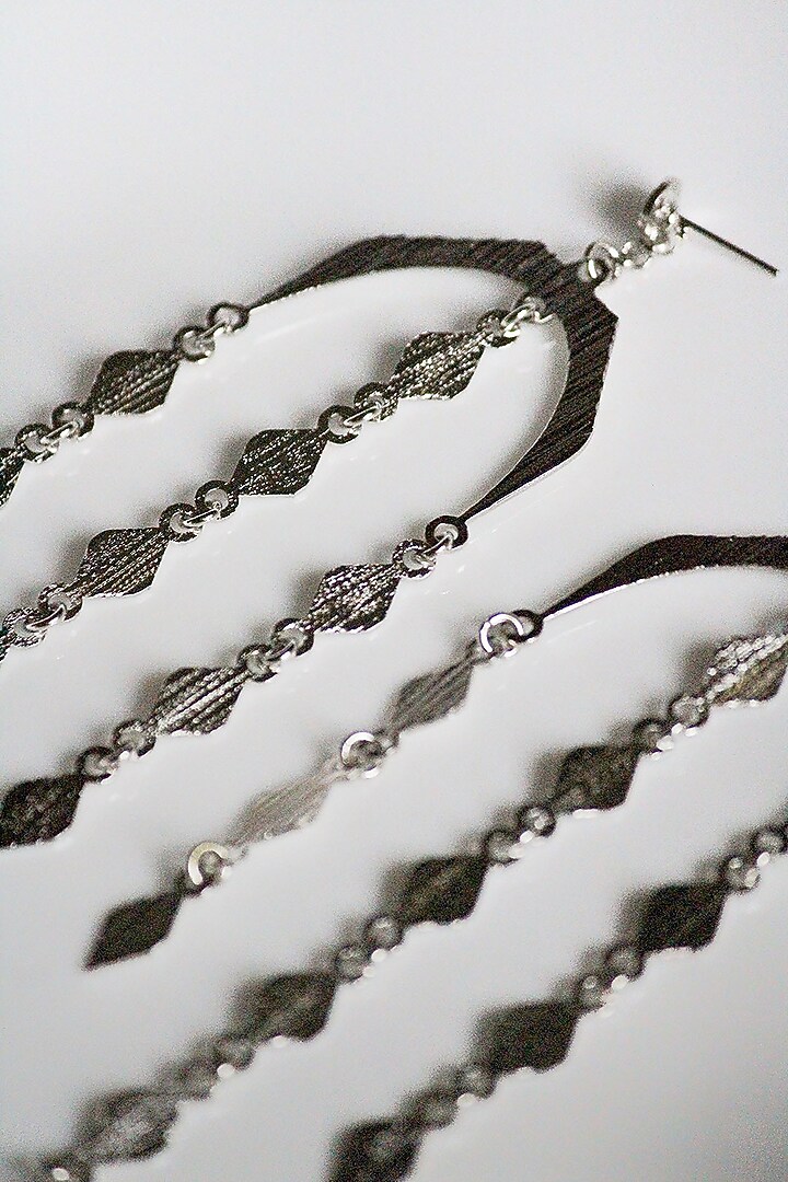 Silver Finish Handcrafted Textured Dangler Earrings by TARSHARI Jewellery at Pernia's Pop Up Shop