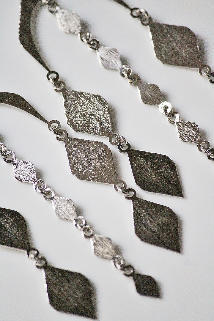 Silver Finish Handcrafted Textured Dangler Earrings by TARSHARI Jewellery at Pernia's Pop Up Shop