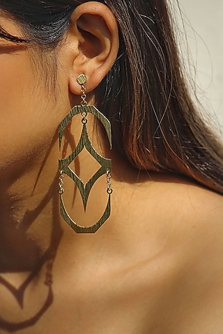 Gold Finish Handcrafted Textured Dangler Earrings by TARSHARI Jewellery