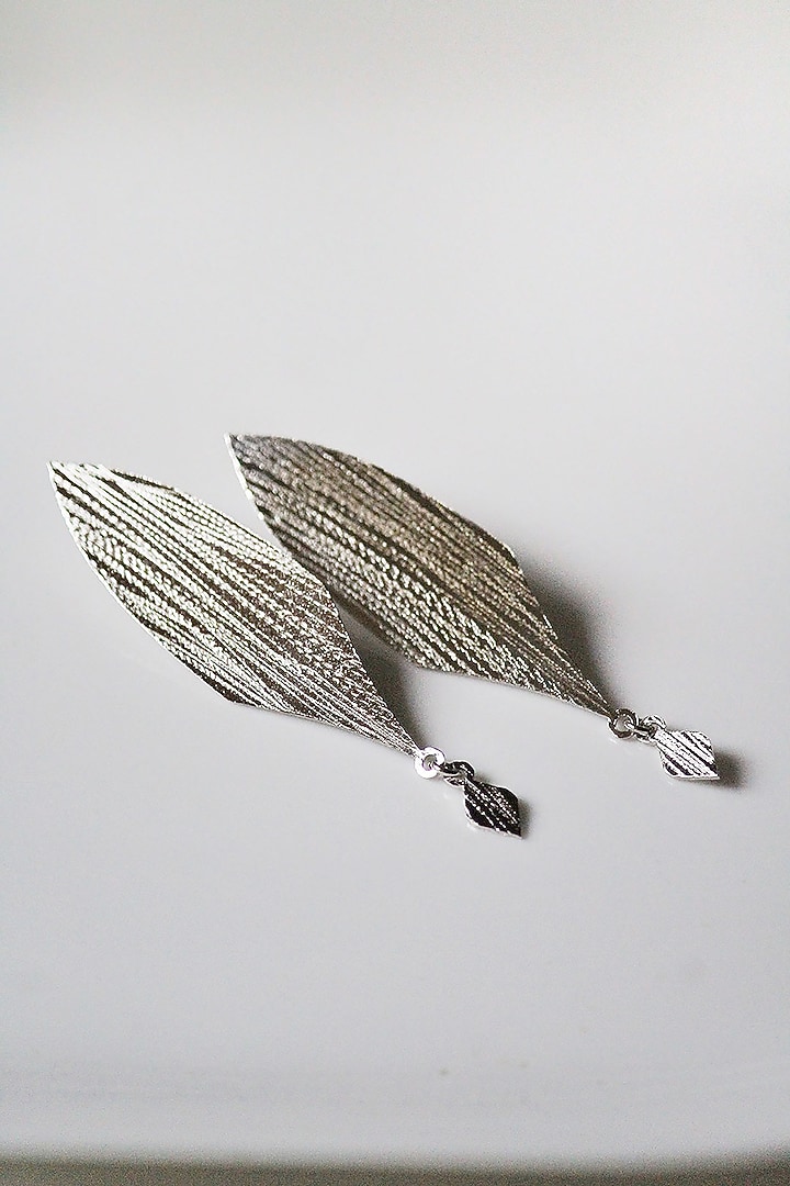 Silver Finish Handcrafted Textured Dangler Earrings by TARSHARI Jewellery at Pernia's Pop Up Shop
