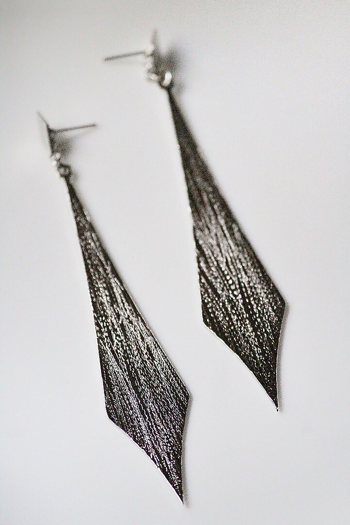 Silver Finish Handcrafted Textured Dangler Earrings by TARSHARI Jewellery at Pernia's Pop Up Shop