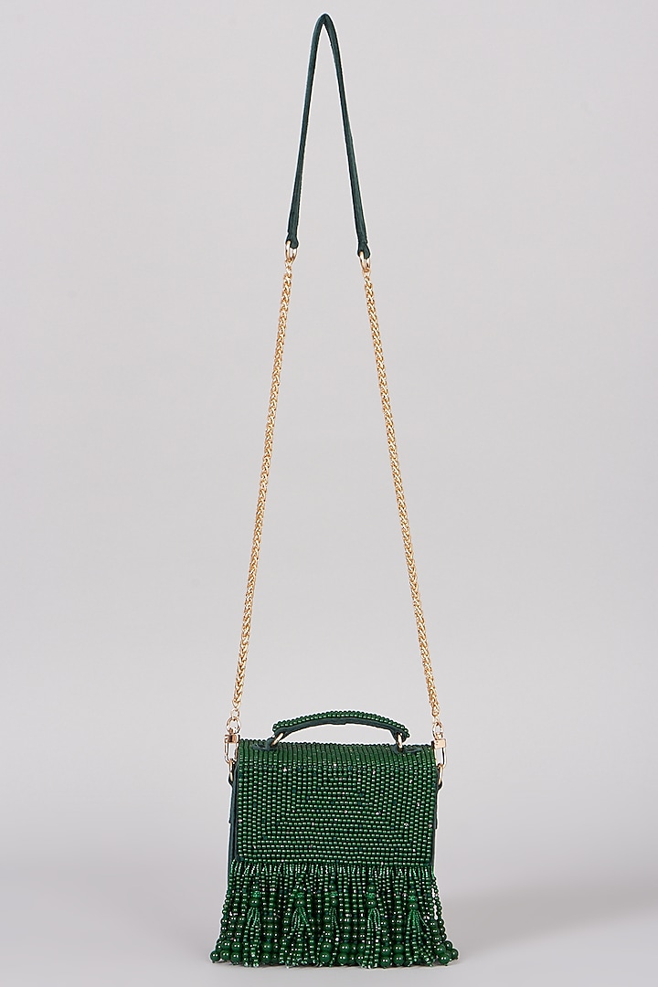 Emerald Green Micro Velvet Handbag by The Right Sided