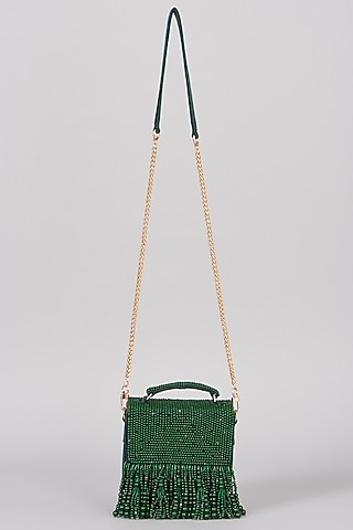 Emerald Green Micro Velvet Handbag by The Right Sided