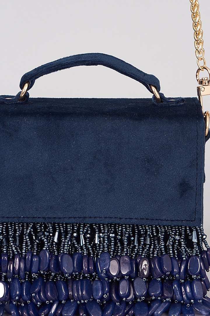 Sapphire Blue Micro Velvet Handbag by The Right Sided at Pernia's Pop Up Shop