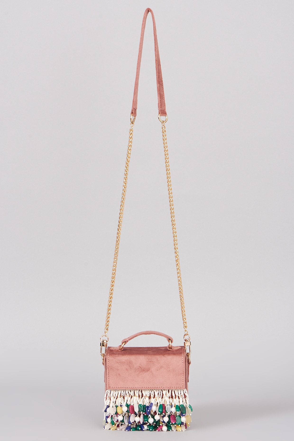 Pink store velvet handbag