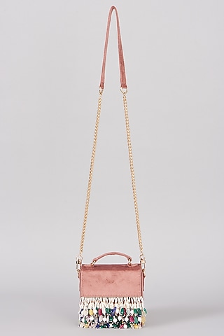 Dusty Pink Micro Velvet Handbag by The Right Sided