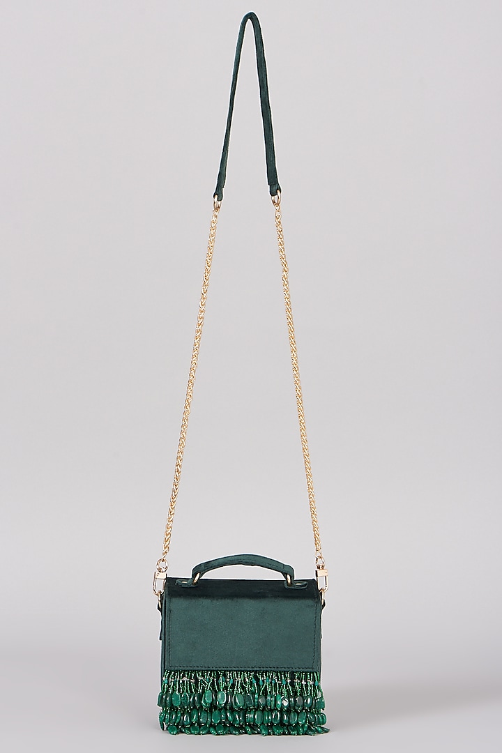 Emerald Green Embellished Handbag by The Right Sided