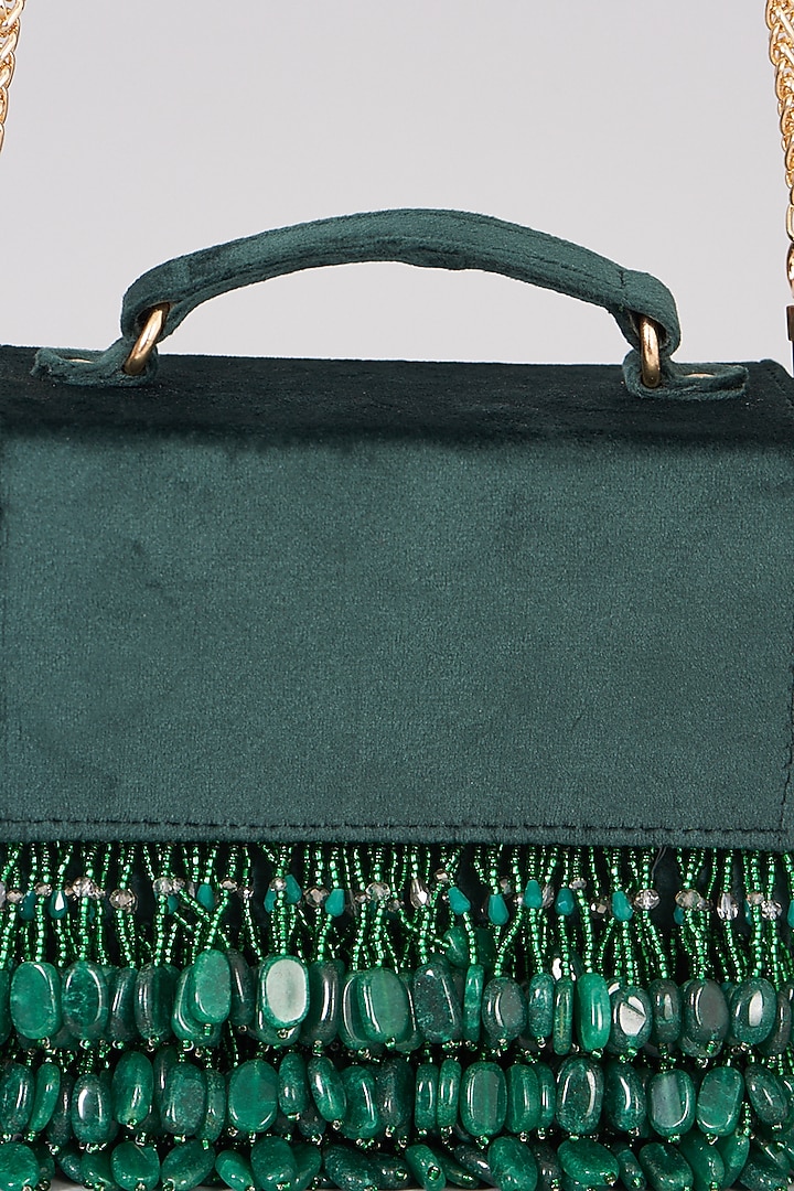 Emerald Green Embellished Handbag by The Right Sided at Pernia's Pop Up Shop