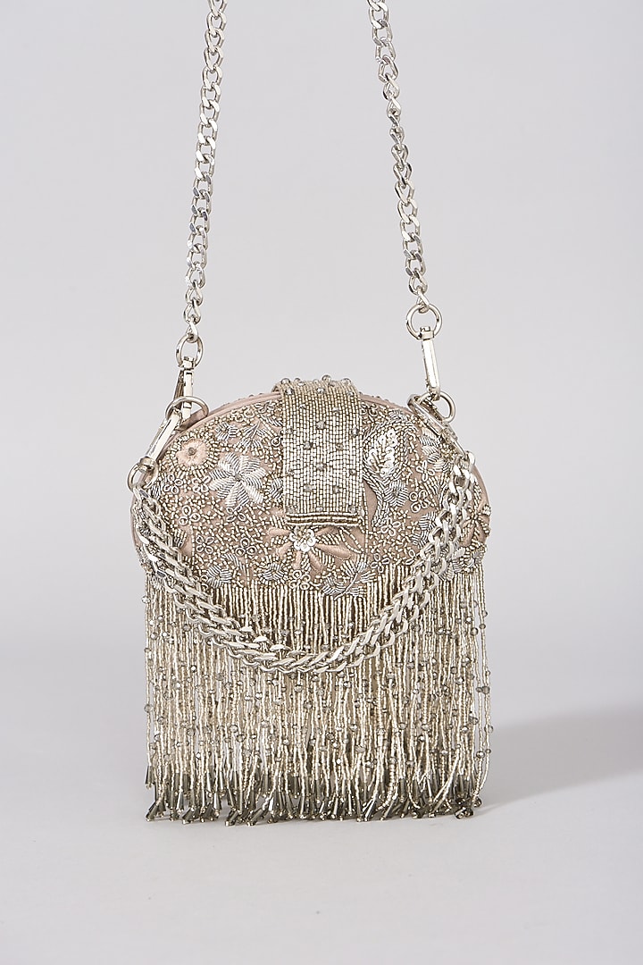 Silver Hand Embellished Clutch by The Right Sided at Pernia's Pop Up Shop