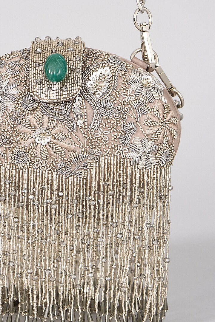 Silver Hand Embellished Clutch by The Right Sided at Pernia's Pop Up Shop