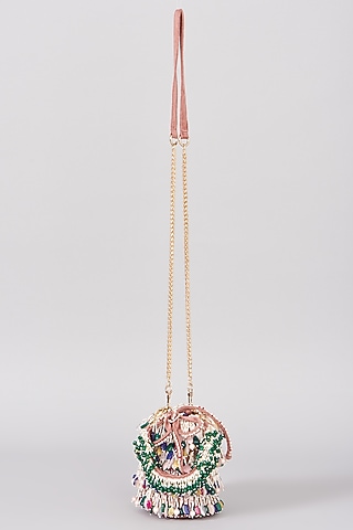 Dusty Pink Hand Embellished Clutch by The Right Sided