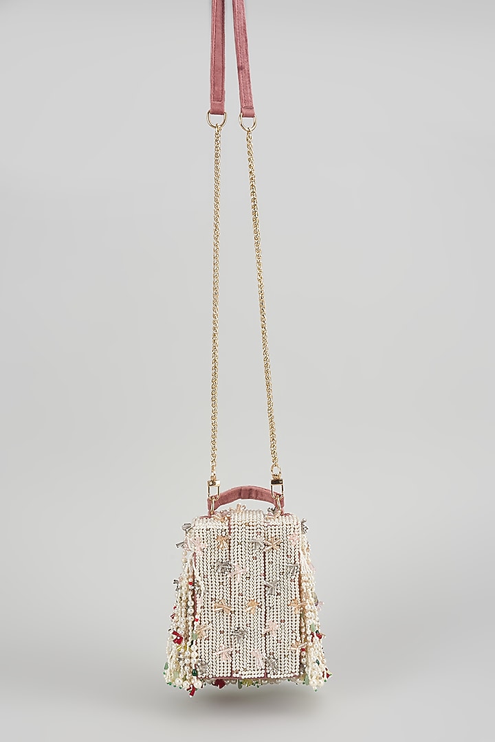 Blush Pink Micro Velvet & Suede Velvet Handbag by The Right Sided at Pernia's Pop Up Shop