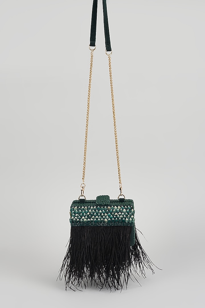 Emerald Green Micro Velvet & Suede Velvet Handbag by The Right Sided at Pernia's Pop Up Shop