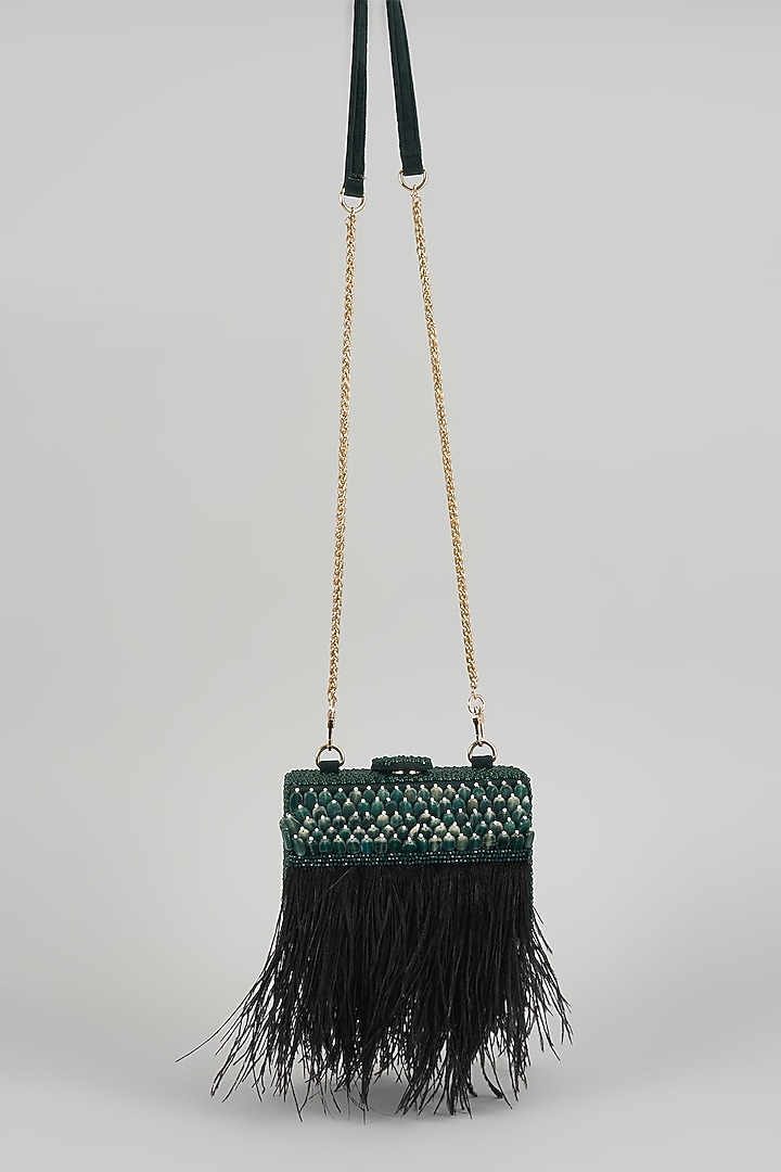 Emerald Green Micro Velvet & Suede Velvet Handbag by The Right Sided at Pernia's Pop Up Shop
