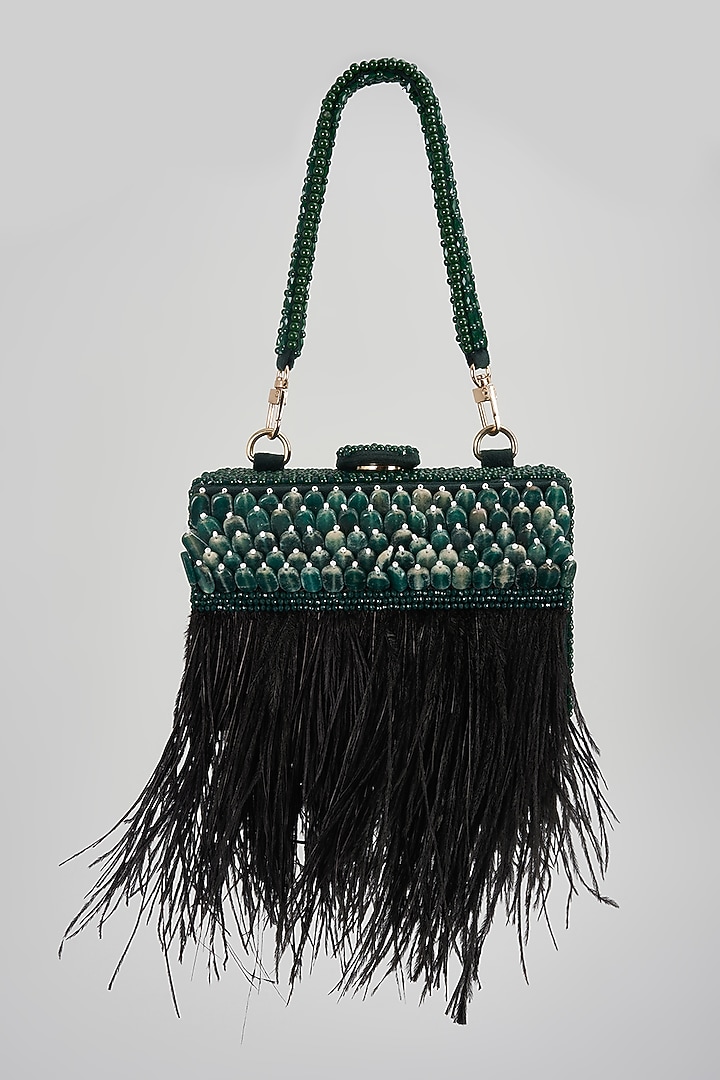 Emerald Green Micro Velvet & Suede Velvet Handbag by The Right Sided at Pernia's Pop Up Shop