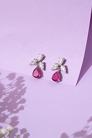 White Finish Earrings In Sterling Silver by Tres Zuri