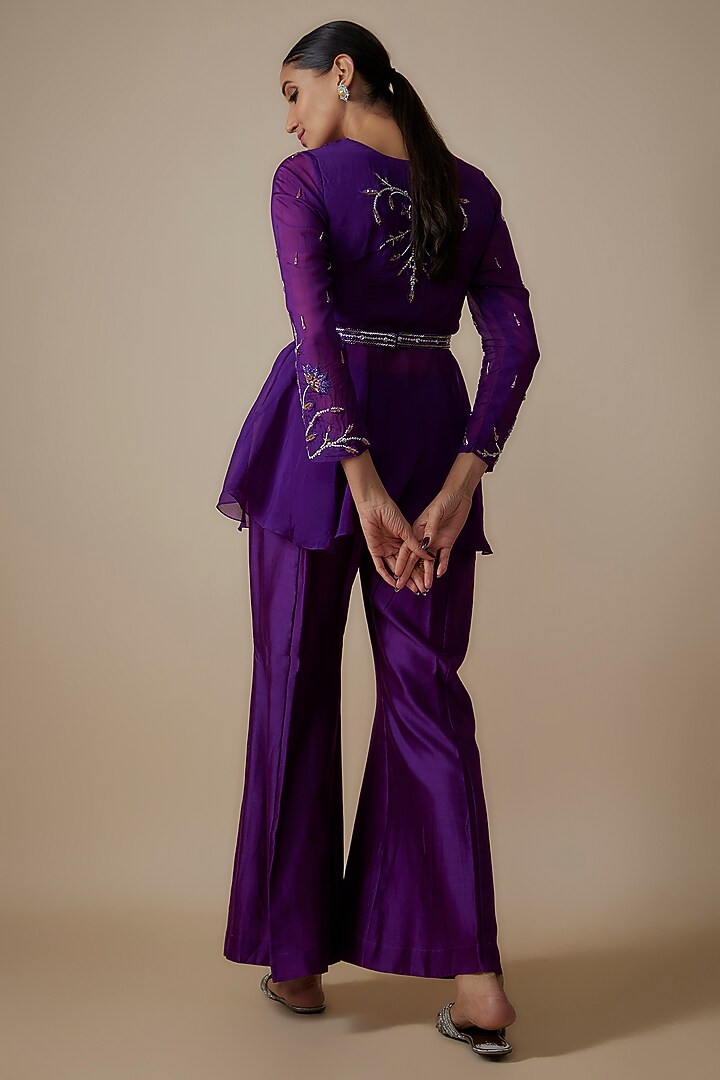 Purple Organza & Pure Chanderi Co-Ord Set by Trumpet Vine at Pernia's Pop Up Shop