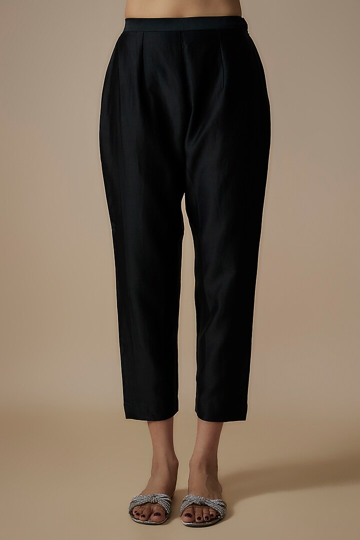 Black Organza Crystal Hand Embroidered Front-Open Jacket Set by Trumpet Vine at Pernia's Pop Up Shop