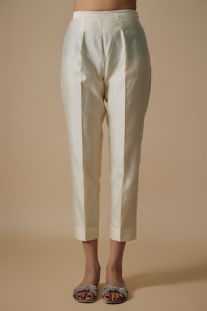 White Organza Crystal Hand Embroidered Front-Open Jacket Set by Trumpet Vine at Pernia's Pop Up Shop