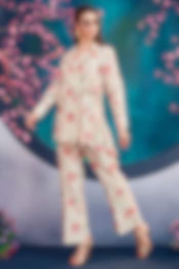 Off-White Printed Wrap-Around Jacket Set by Trumpet Vine at Pernia's Pop Up Shop