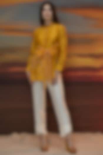 Mustard Co-Ord Set With Hand Embroidery by Trumpet Vine at Pernia's Pop Up Shop