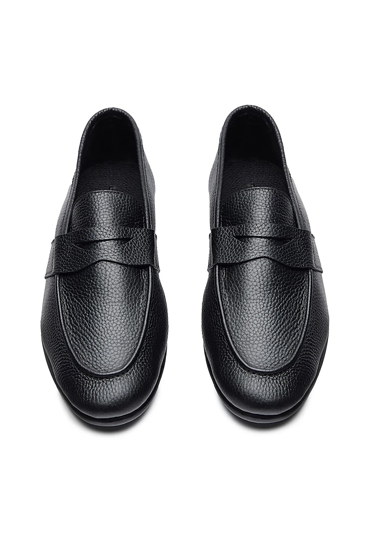 Black Leather Hand Painted Penny Loafers by TRUMPET